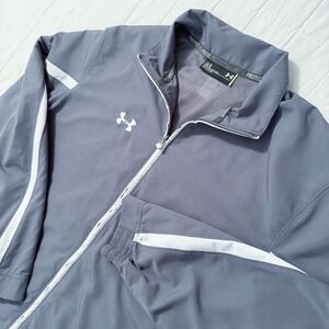 Under Armour‎ Jacket Mens LARGE Gray Windbreaker Loose Performance Full Zip Golf